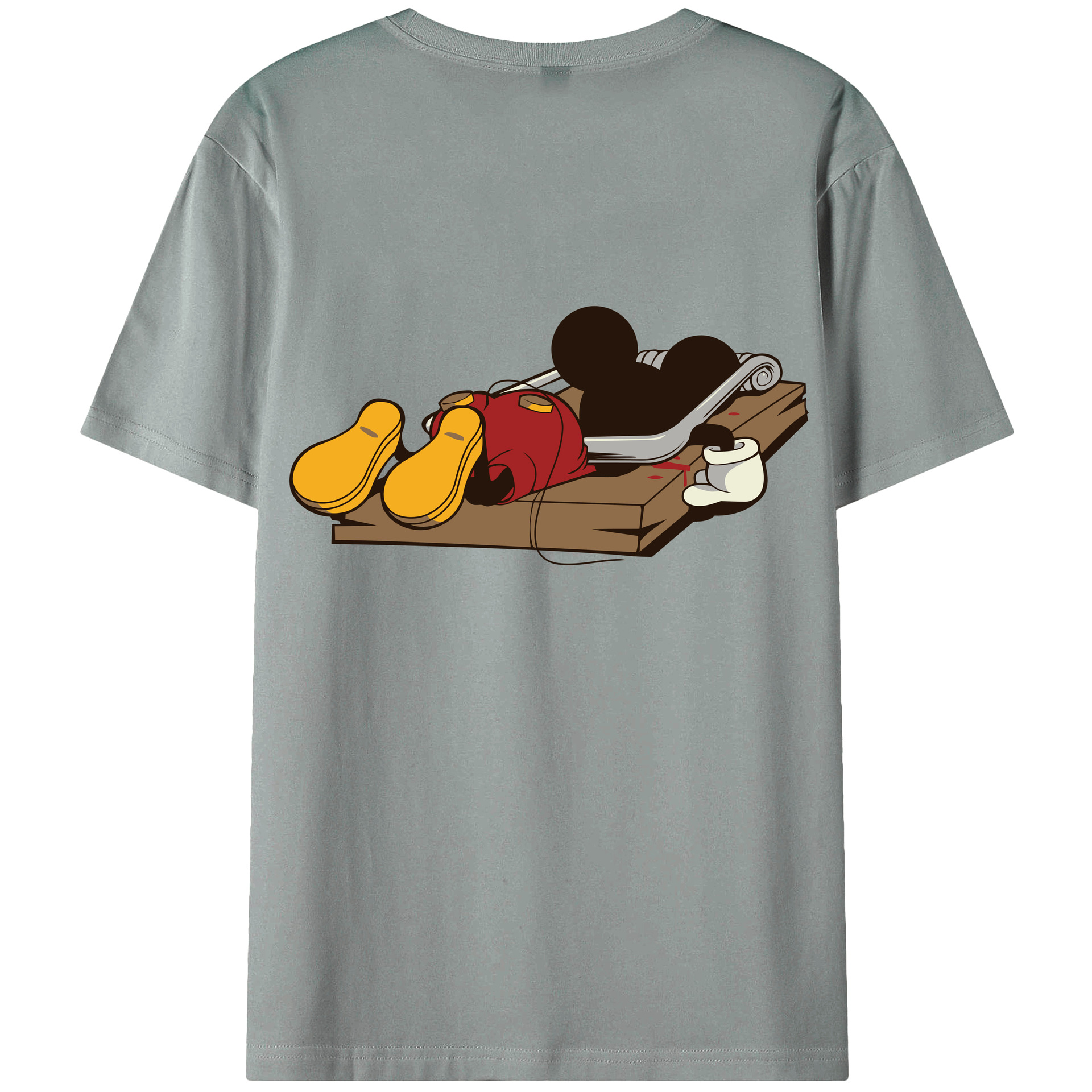 ミッキーマウス Mickey Mouse 綿100％ メンズ半袖Tシャツ（バックプリント） 通気性